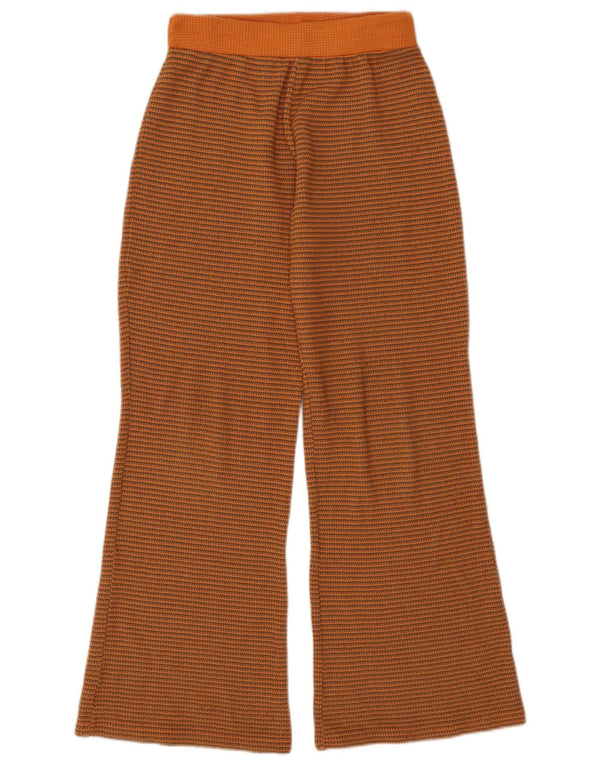 Zara Womens Knit Flare Tracksuit Trousers UK 12 Medium Orange Striped