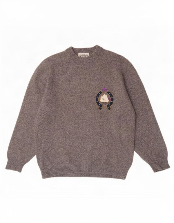 Iceberg Herre Crew Neck Jumper Sweater Medium Grey Virgin Wool