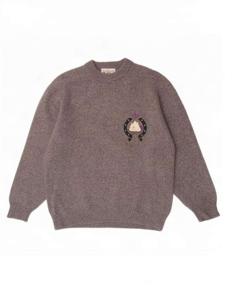 Iceberg Herre Crew Neck Jumper Sweater Medium Grey Virgin Wool