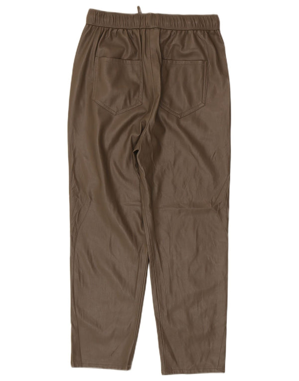 Zara Lige imiteret læderbukser til kvinder XS W24 L24 Khaki Polyester