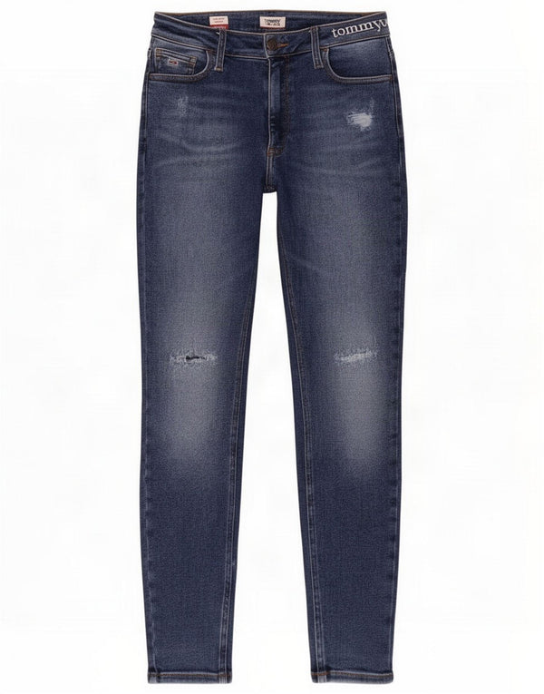 Tommy Hilfiger Womens Santana Distressed Skinny Jeans W28 L30 Blue Cotton
