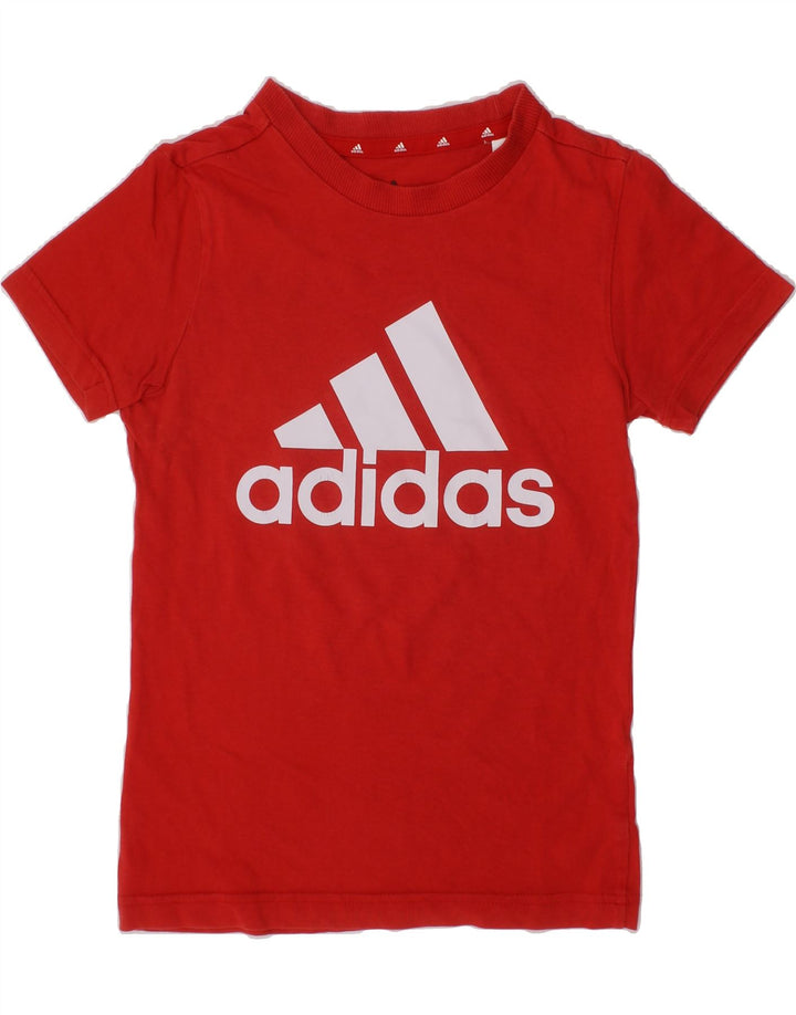 ADIDAS Boys Graphic T-Shirt Top 7-8 Years Red Vintage Adidas and Second-Hand Adidas from Messina Hembry 