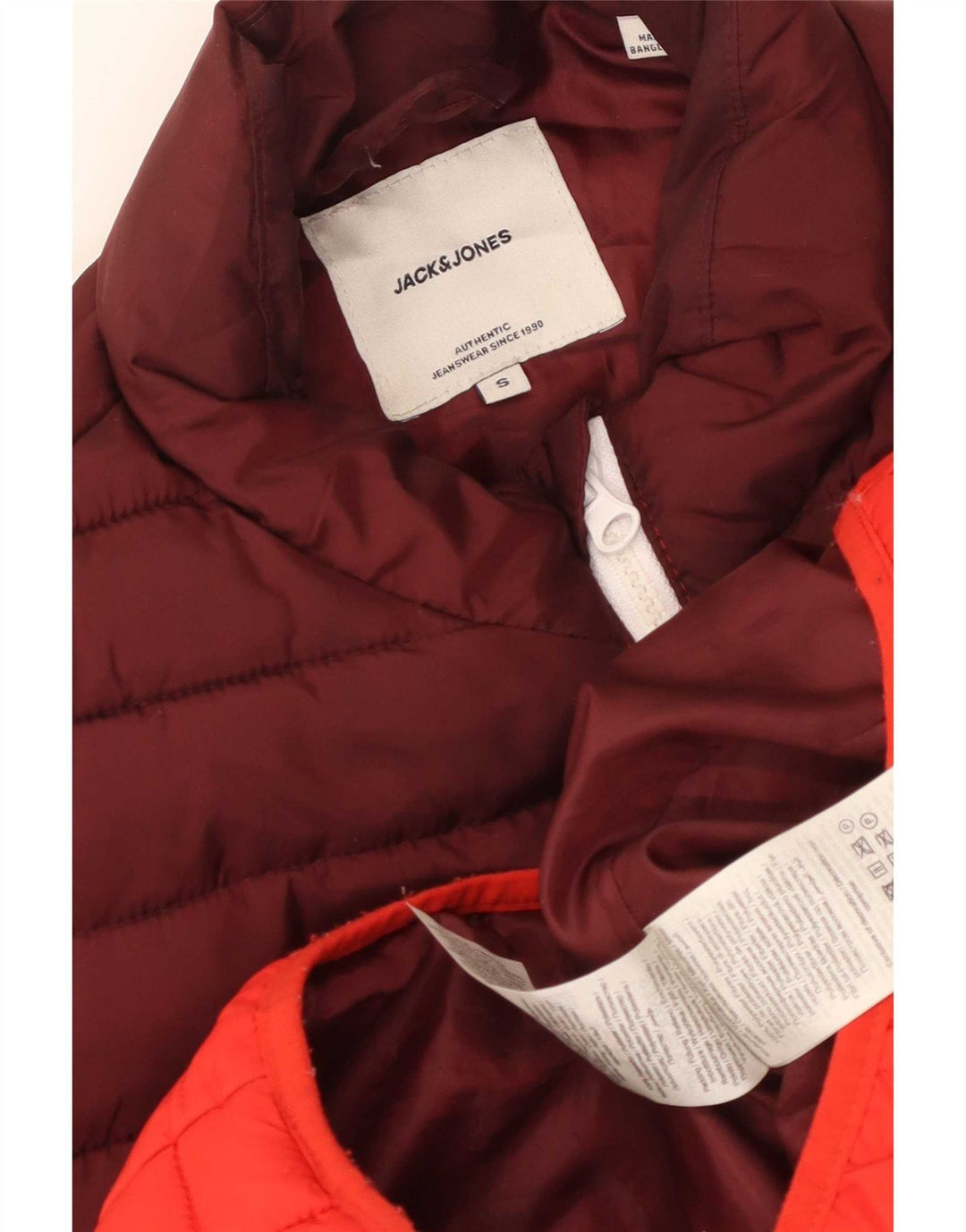 Jack & Jones Polstret Gilet UK 36 Small Red Colourblock Polyester