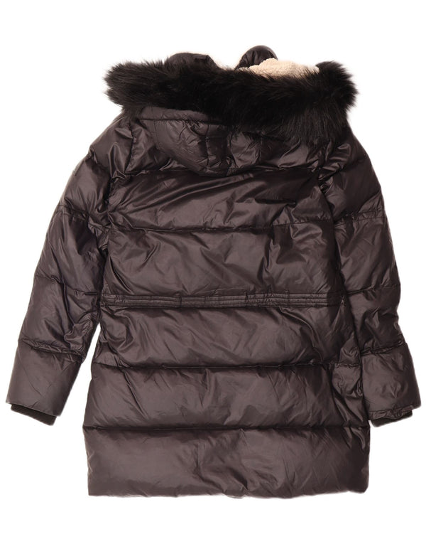 POLO RALPH LAUREN Dame hætte polstret frakke UK 6 XS sort nylon vinter