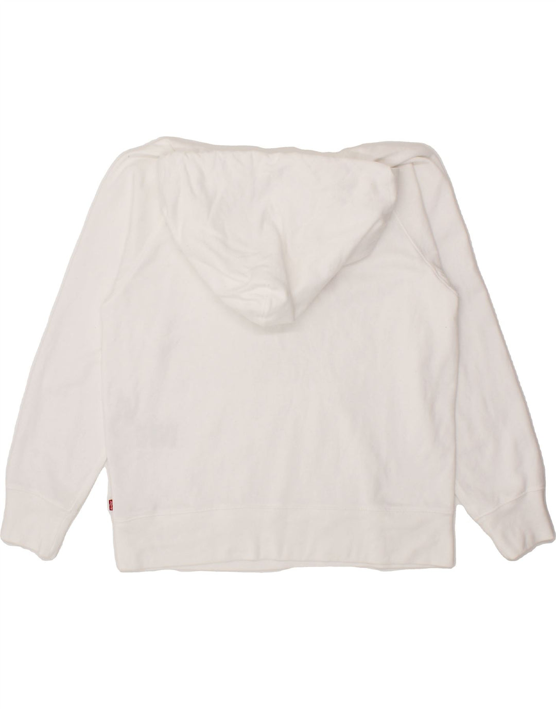LEVI'S Womens Graphic Hoodie Jumper UK 14 Medium White Cotton Vintage Levi's and Second-Hand Levi's from Messina Hembry 