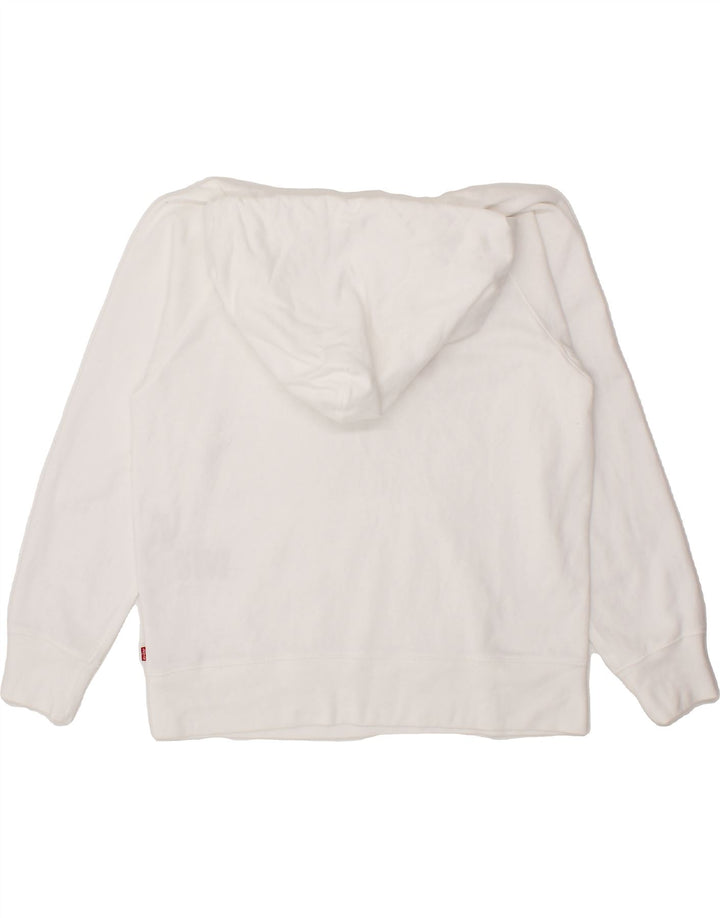 LEVI'S Womens Graphic Hoodie Jumper UK 14 Medium White Cotton Vintage Levi's and Second-Hand Levi's from Messina Hembry 