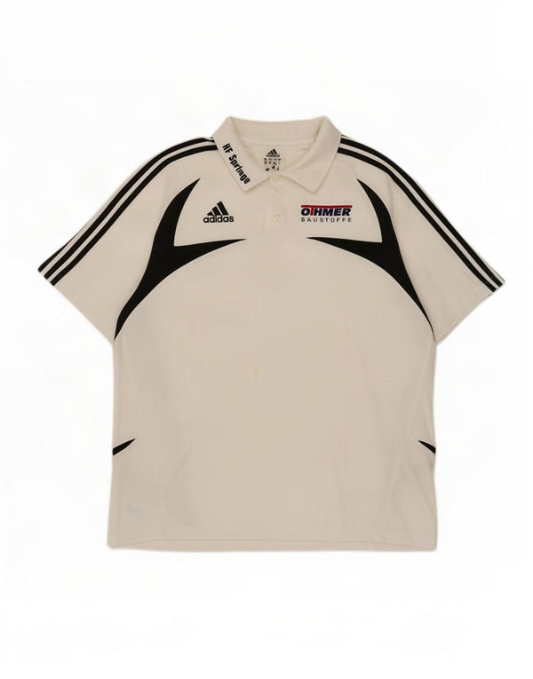 Adidas Grafisk Polo Shirt til mænd UK 48/50 XL Hvid Colourblock Bomuld
