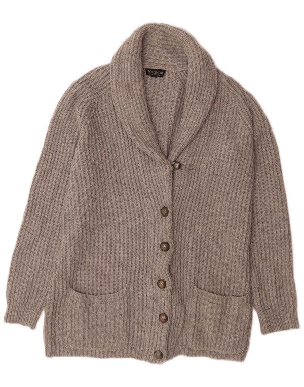 Topshop Dame Oversized Cardigan Sweater UK 8 Small Grå Akryl