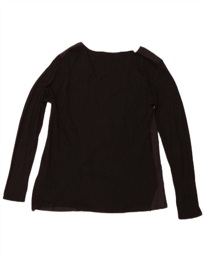 DESIGUAL Dame Grafisk Top Langærmet UK 14 Stor Sort Floral Viscose