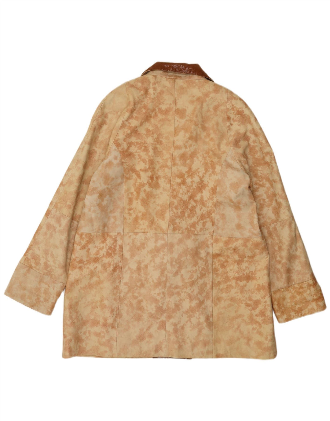 Vintage oversized læderfrakke til kvinder EU 40 Medium Beige Tie Dye Læder