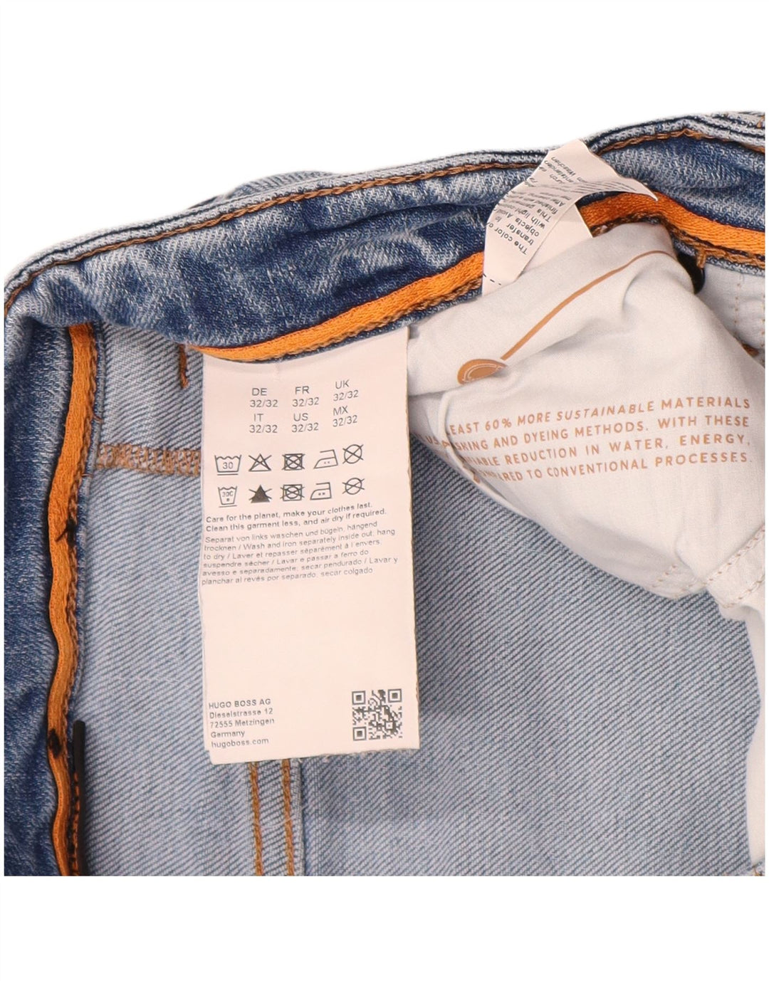 Hugo Boss Herre Distressed Slim Jeans W32 L32 Blå Bomuld