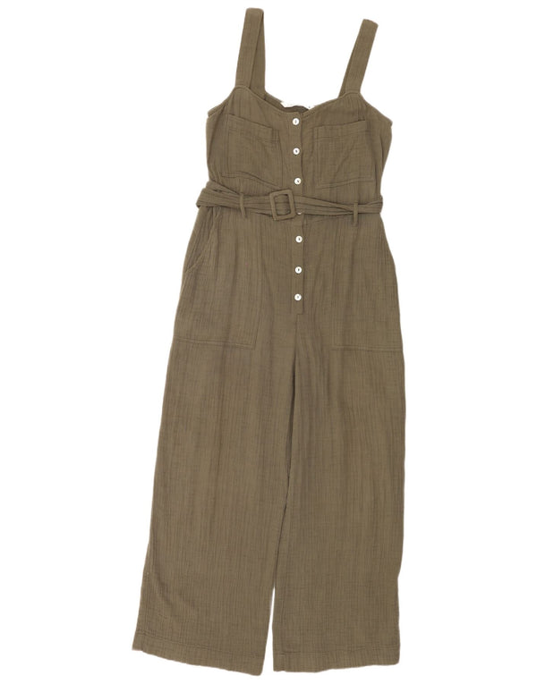 Zara Dame Ærmeløs Jumpsuit UK 10 Small Khaki