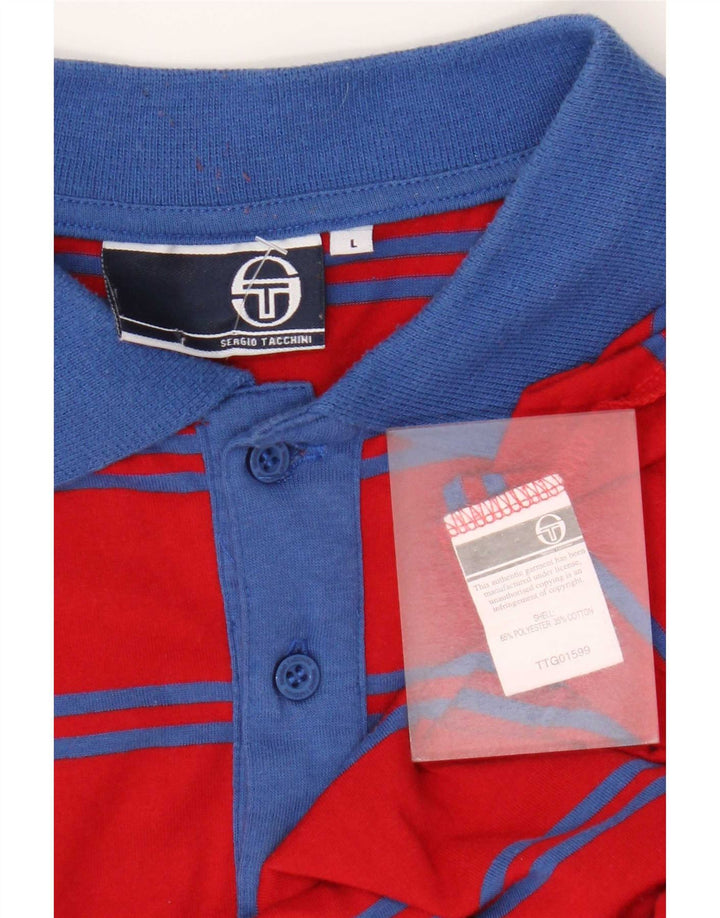Sergio Tacchini herre poloskjorte stor rødstribet polyester
