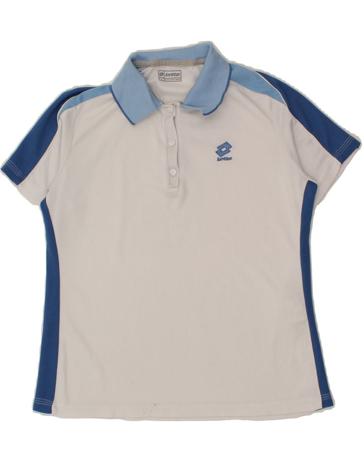 LOTTO Womens Polo Shirt UK 14 Medium White Colourblock Polyester Vintage Lotto and Second-Hand Lotto from Messina Hembry 