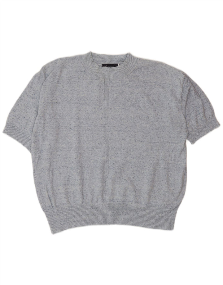 Marks & Spencer Dame sweater med rund hals DK 14 Medium Blue Flecked