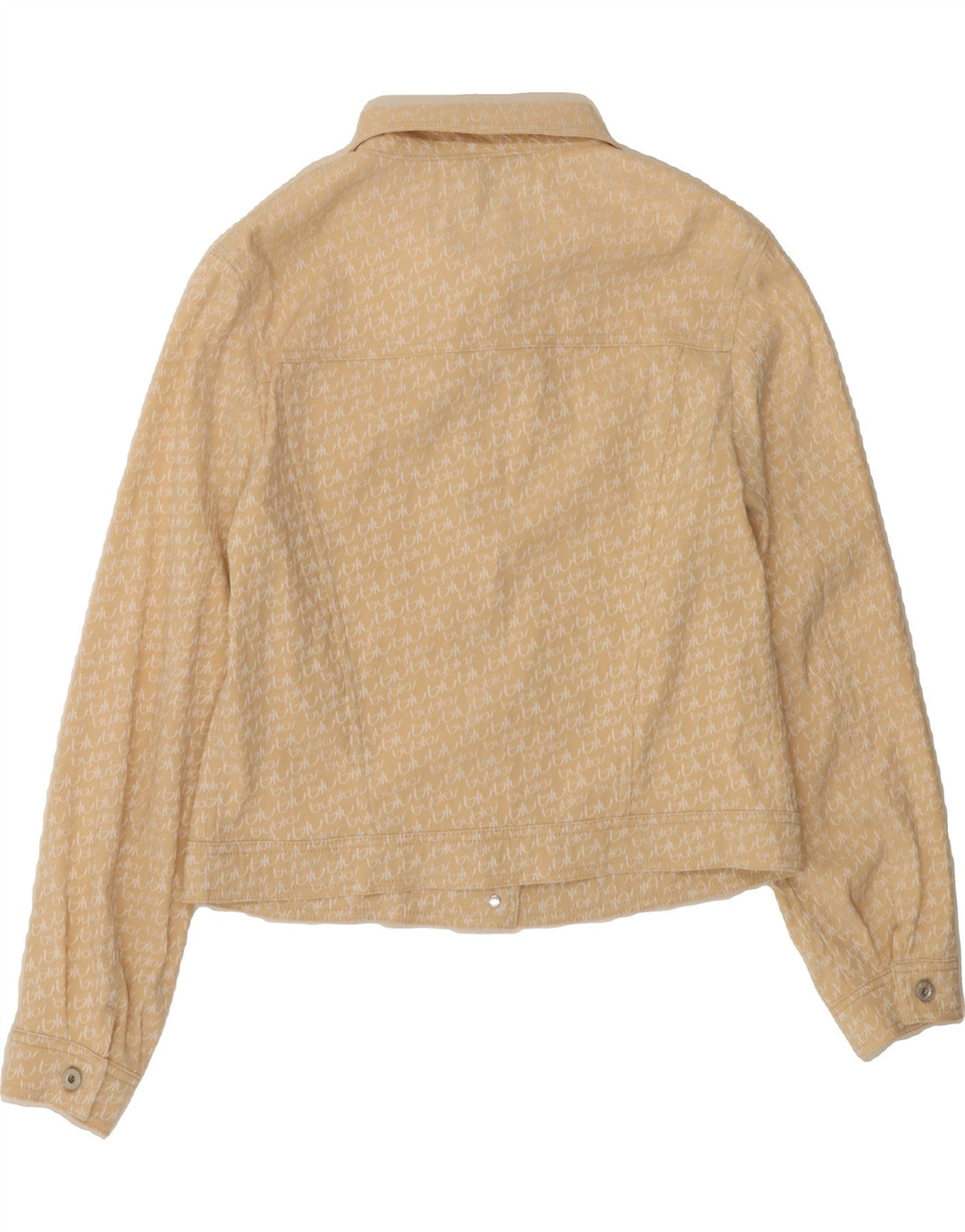 BYBLOS Womens Crop Graphic Bomber Jacket US 14 XL Beige Polyester Vintage Byblos and Second-Hand Byblos from Messina Hembry 