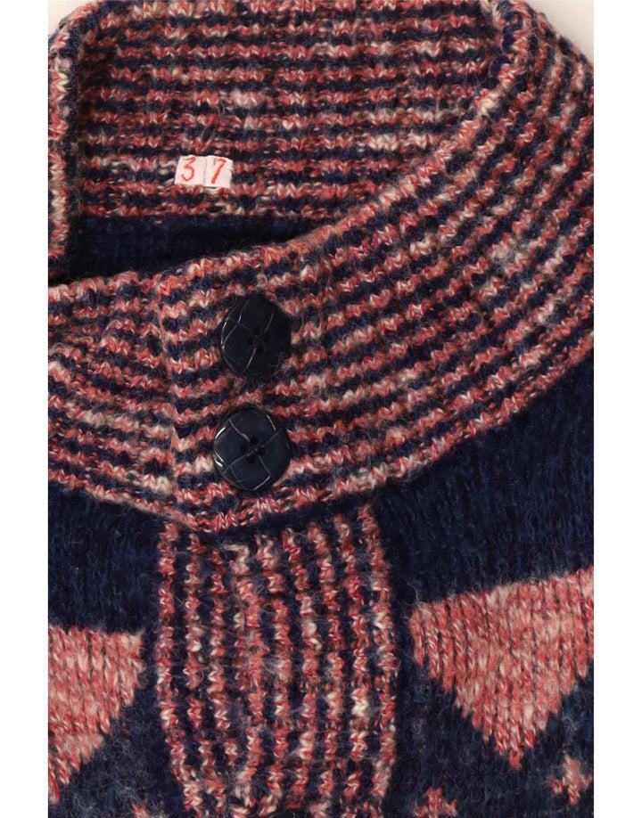 Vintage herre cardigan sweater Medium Pink Geometrisk