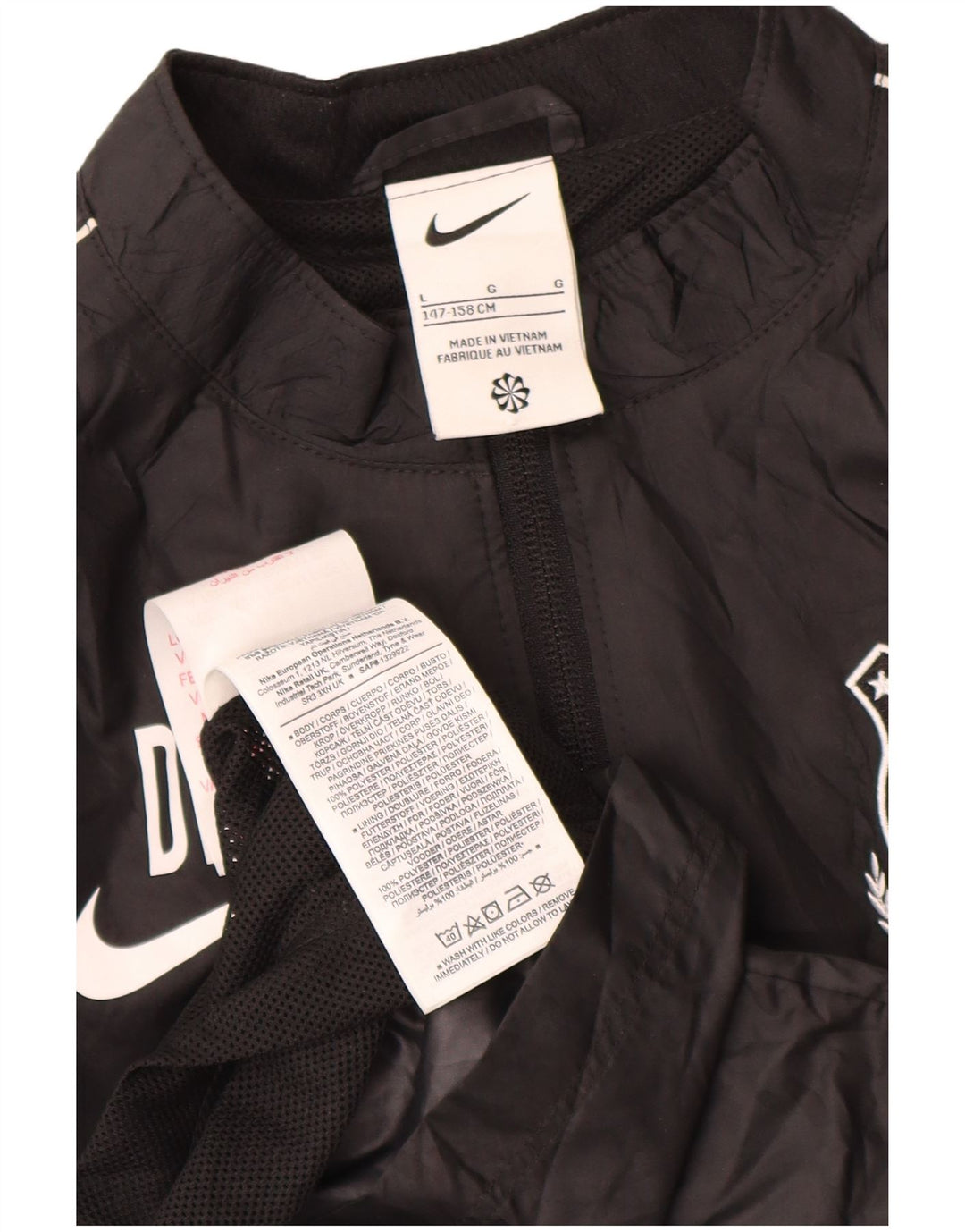 Nike drenge grafisk regnjakke 12-13 år stor sort polyester