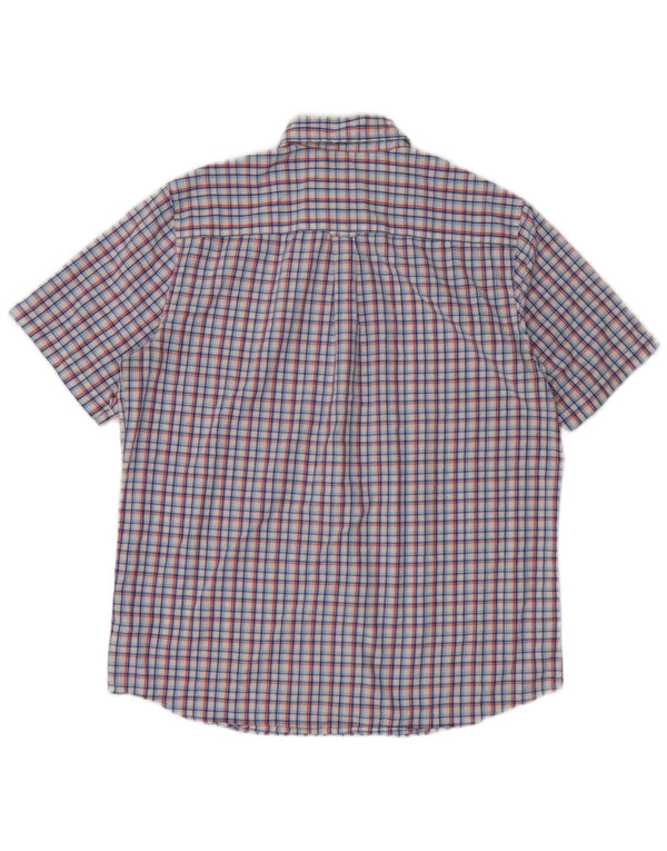 Chaps Mens Short Sleeve Shirt Large Blue Check Cotton