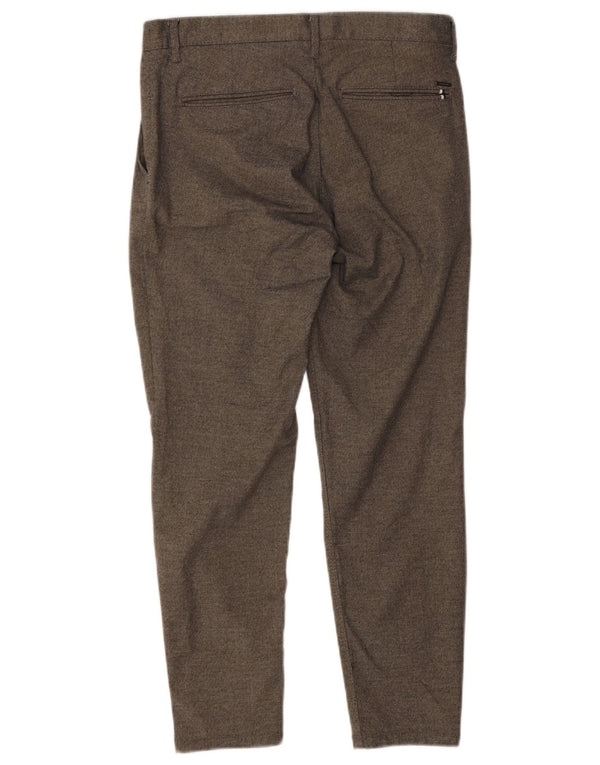 Zara Herre Crop Slim Chino Bukser EU 38 Small W30 L25 Grå Polyester