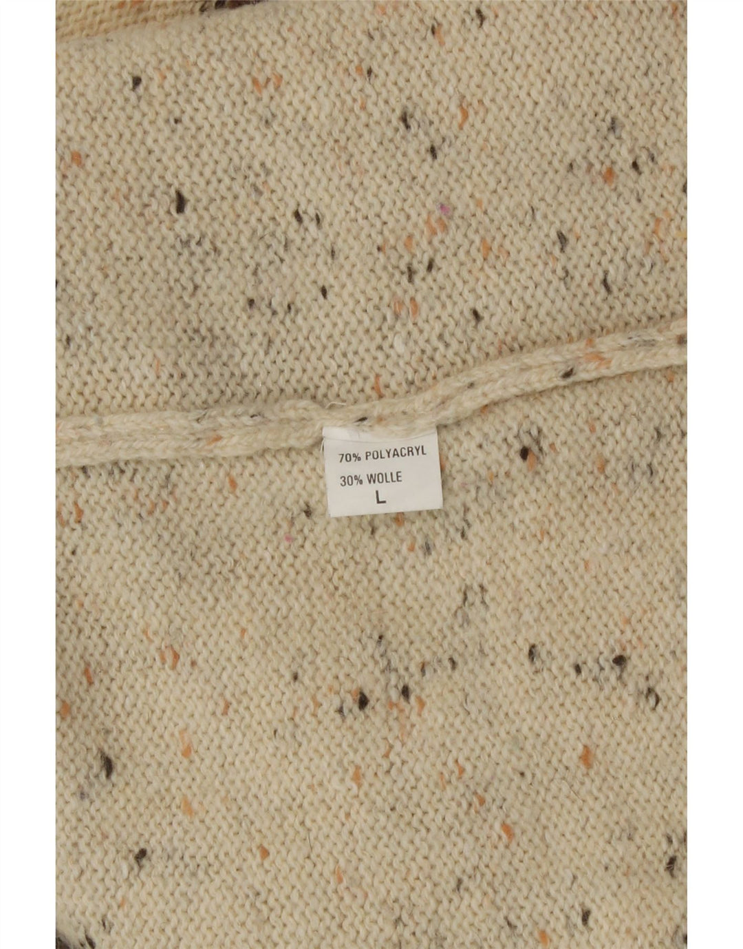 Vintage Womens Crew Neck Jumper Sweater UK 16 Large Beige Patchwork nyhed