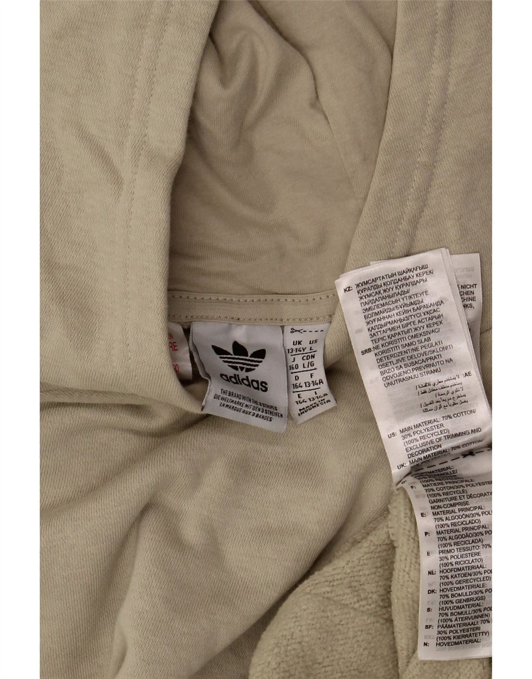 ADIDAS hættetrøje til drenge 13-14 år Beige bomuld