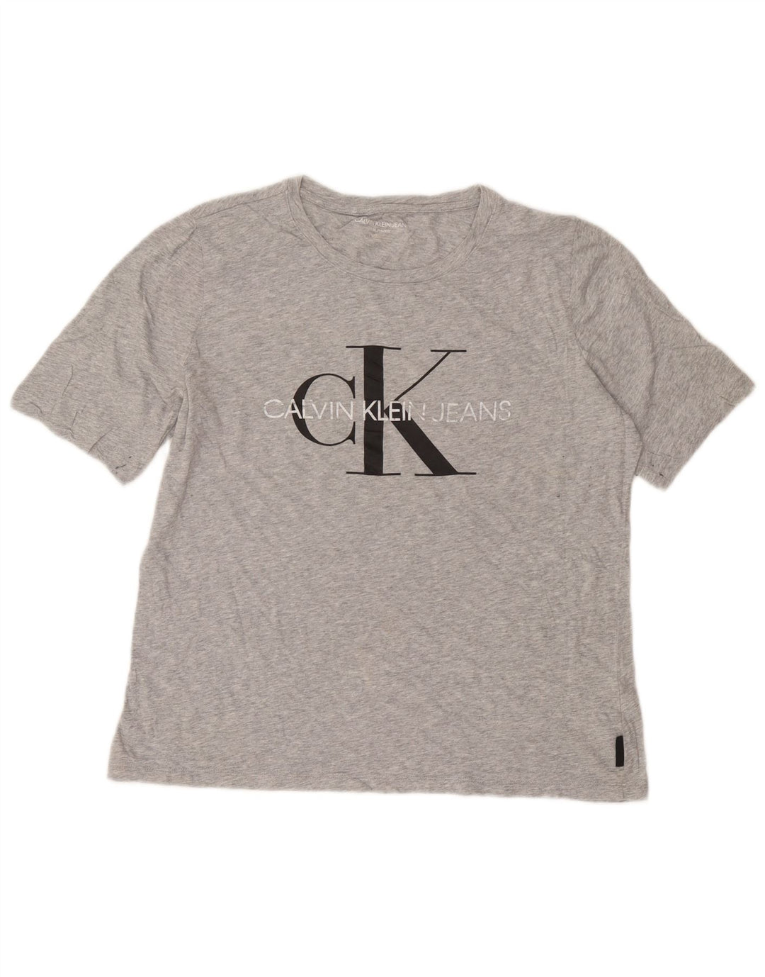 Calvin Klein Dame Grafisk T-Shirt Top UK 18 XL Grå Bomuld