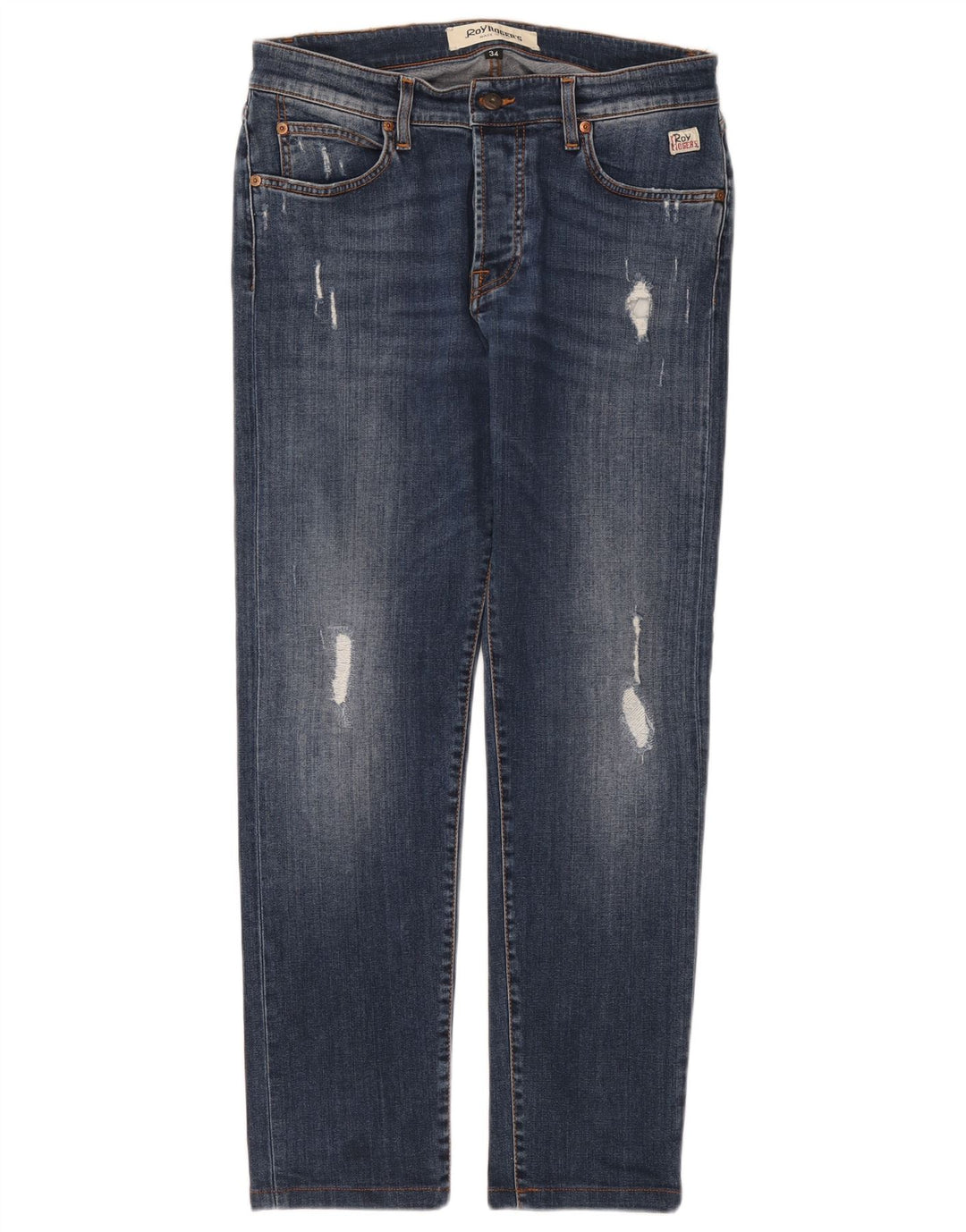 Roy Rogers Herre Distressed Slim Jeans W34 L29 Blå Bomuld