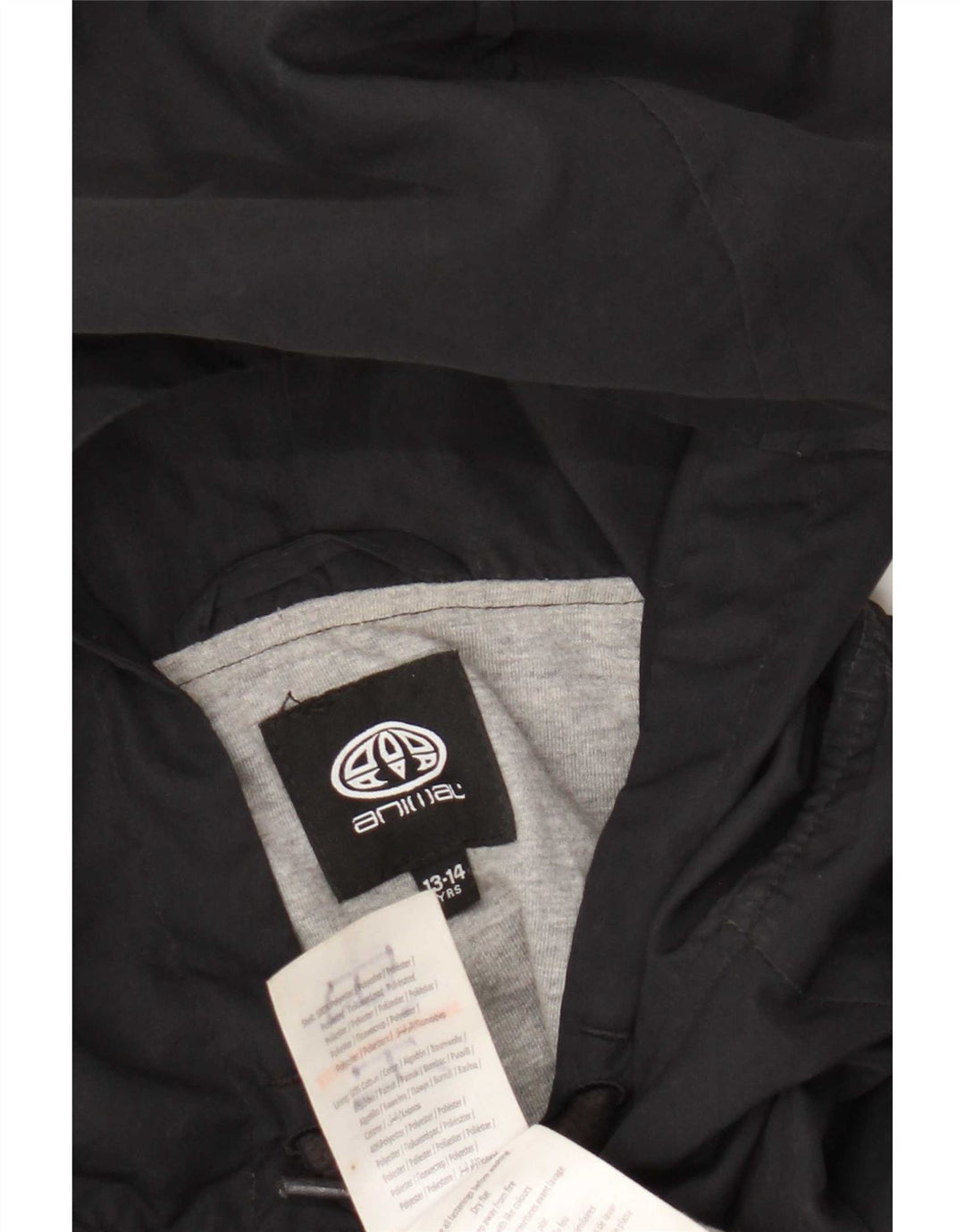 Animal Boys Graphic Hooded Windbreaker Jacket 13-14 År Sort Polyester