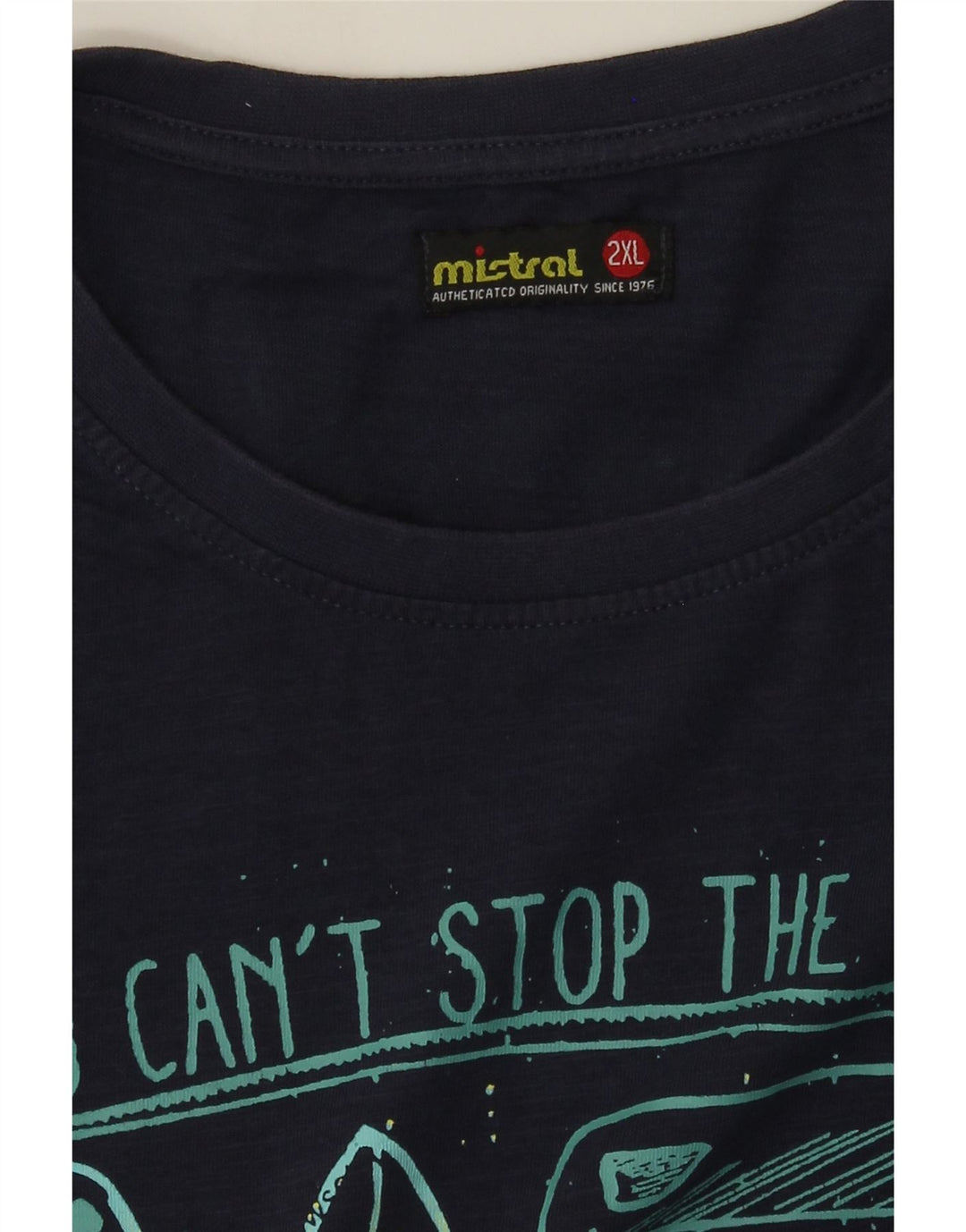 Mistral Herre Grafisk T-Shirt Top 2XL Navy Blue