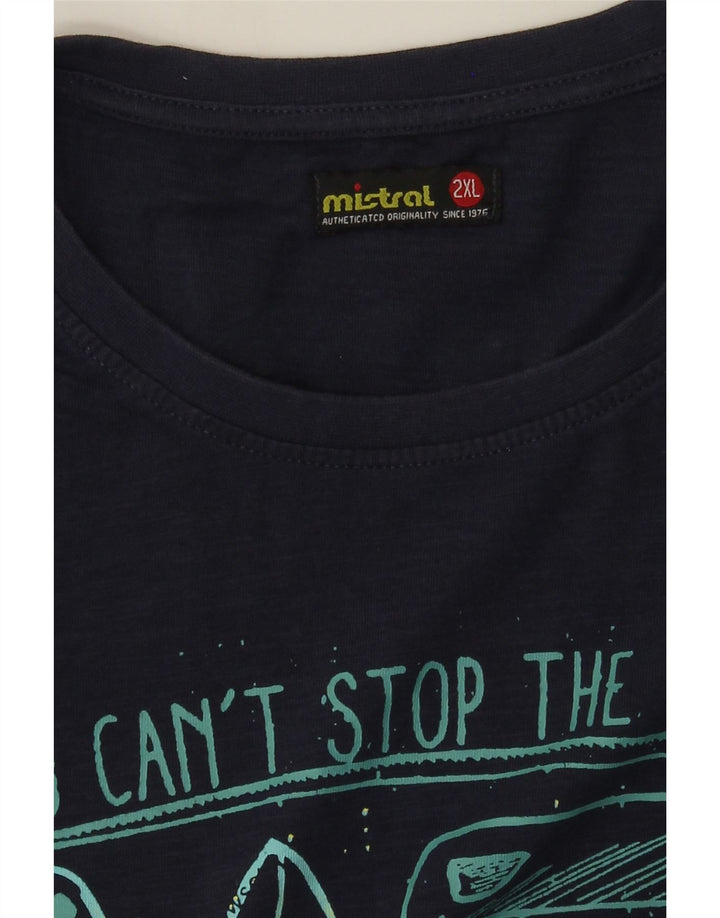 Mistral Herre Grafisk T-Shirt Top 2XL Navy Blue