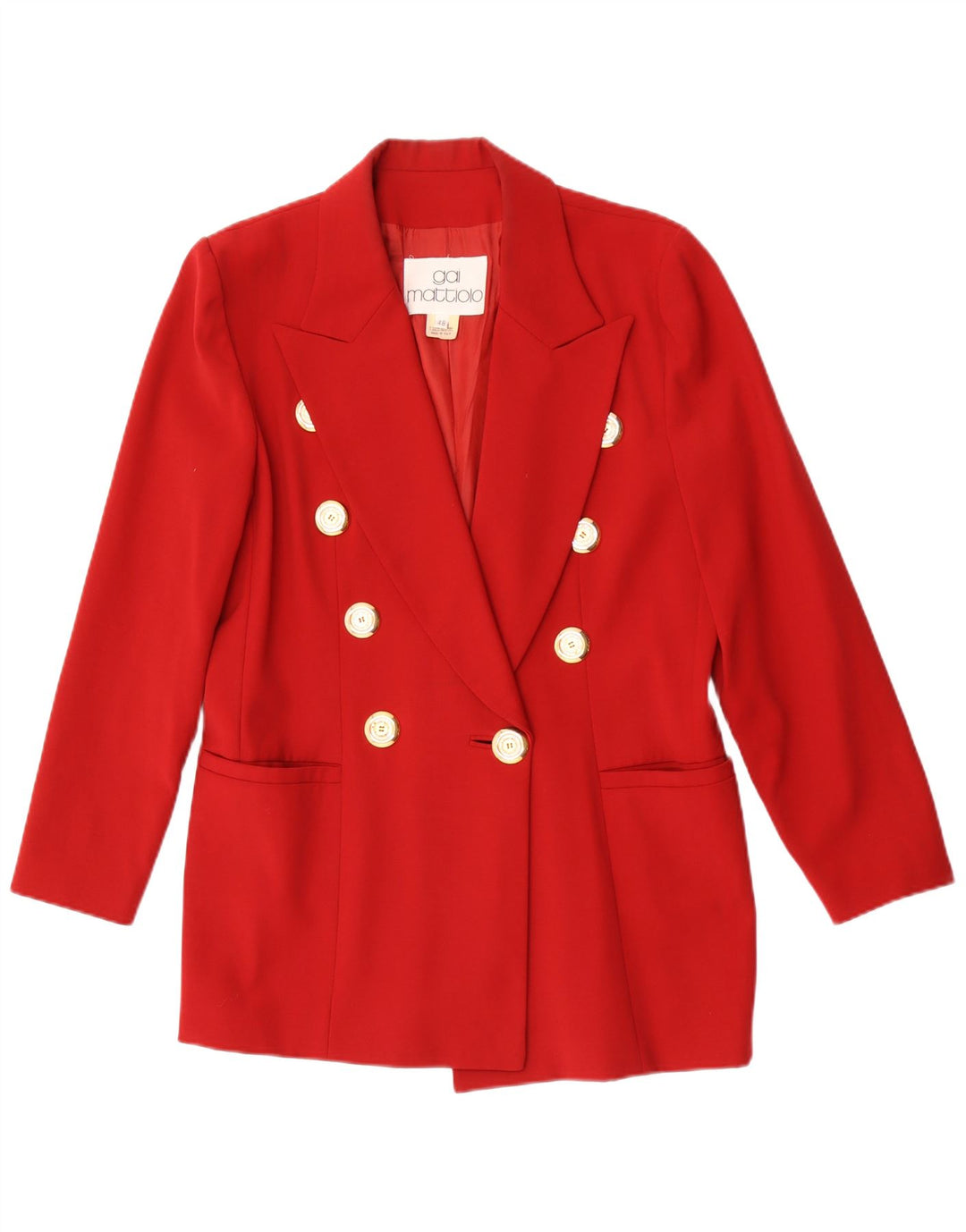 Gai Mattiolo Dame 1 Knap Blazer Jakke IT 48 XL Rød Uld