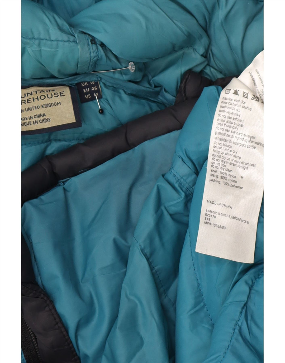 Mountain Warehouse Dame Hætte Oversized Polstret Jakke UK 18 XL Navy Blue