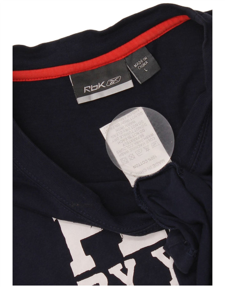 Reebok Herre grafisk T-shirt Top Stor marineblå bomuld