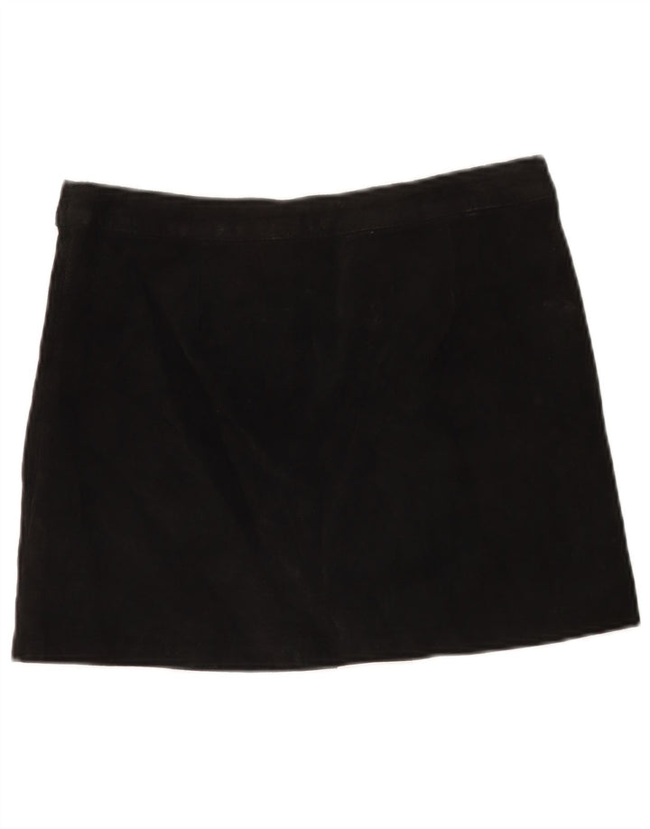 Pimkie Dame Ruskind Mini Nederdel IT 44 Medium W30 Sort Læder