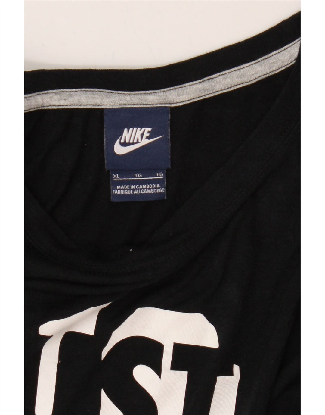 NIKE Womens Oversized Crop Graphic T-Shirt Top UK 18 XL Black Polyester Vintage Nike and Second-Hand Nike from Messina Hembry 