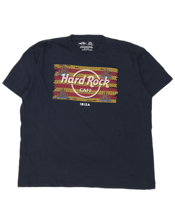 Hard Rock Cafe Herre Ibiza Grafisk T-Shirt Top 2XL Marineblå Bomuld