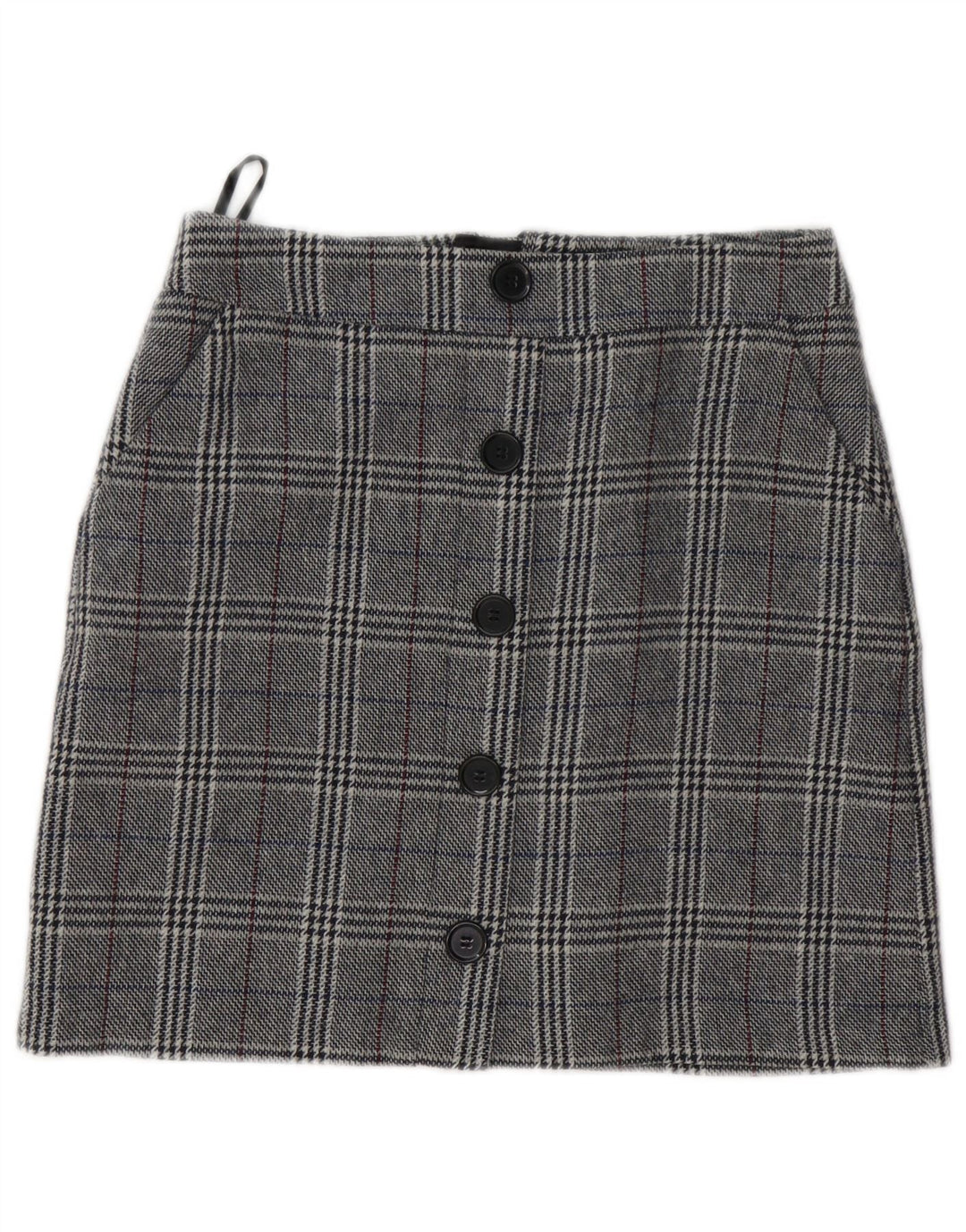 Marks & Spencer Dame Mini-nederdel UK 8 Small W28 Grå Houndstooth Akryl