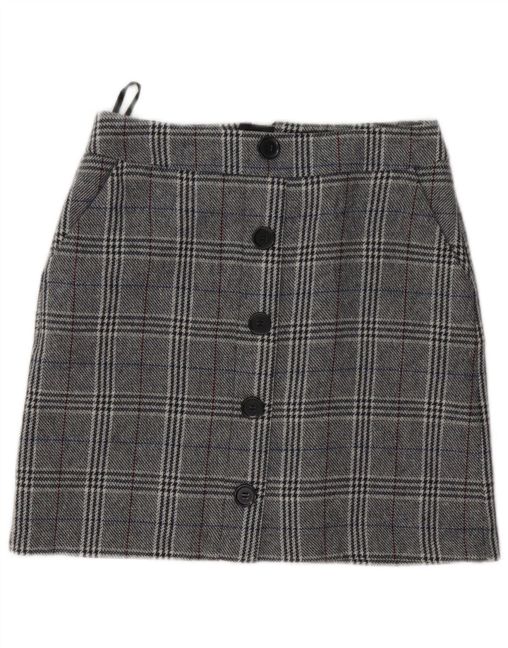 Marks & Spencer Dame Mini-nederdel UK 8 Small W28 Grå Houndstooth Akryl