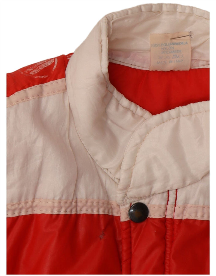 Vintage Polstret Gilet til mænd UK 36 Small Red Colourblock Polyamid