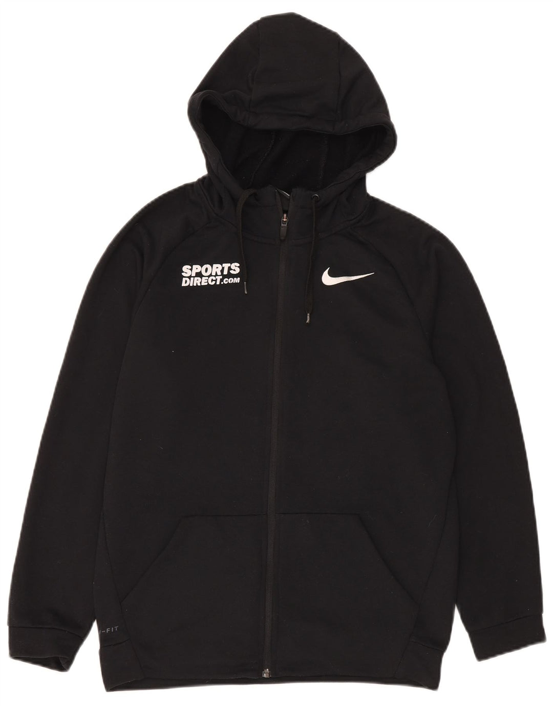 Nike Herre Dri Fit grafisk hættetrøje med lynlås, lille sort polyester