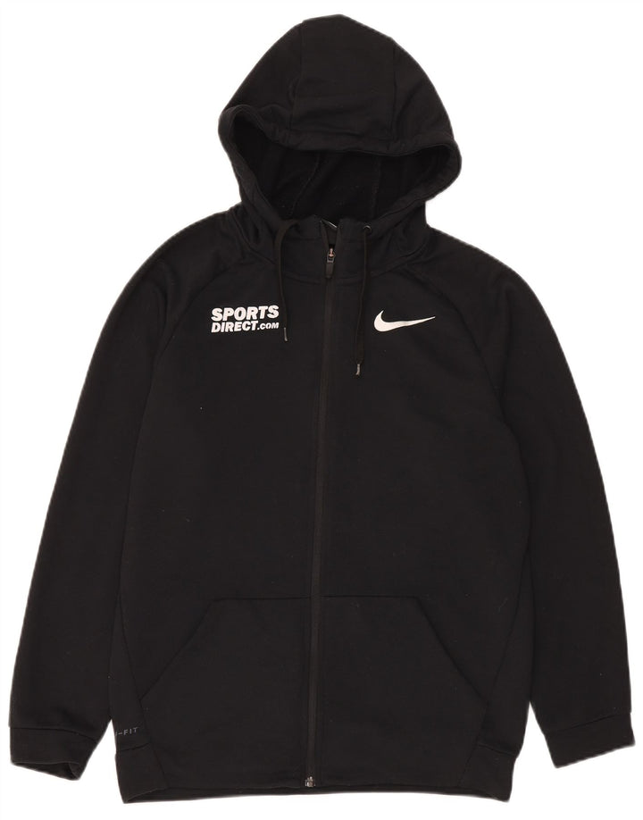 Nike Herre Dri Fit grafisk hættetrøje med lynlås, lille sort polyester