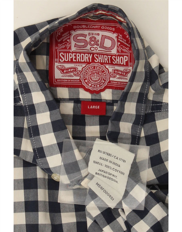 Superdry herreskjorte stor marineblå Gingham bomuld