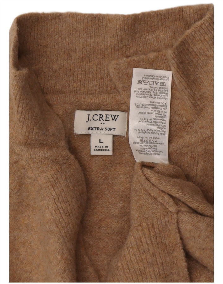 J. CREW Dame Oversized Polo Neck Sweater UK 16 Stor Brun