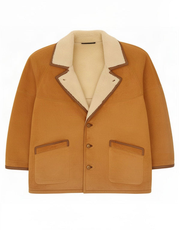 Vintage Herre Shearling Jacket IT 56 3XL Brun