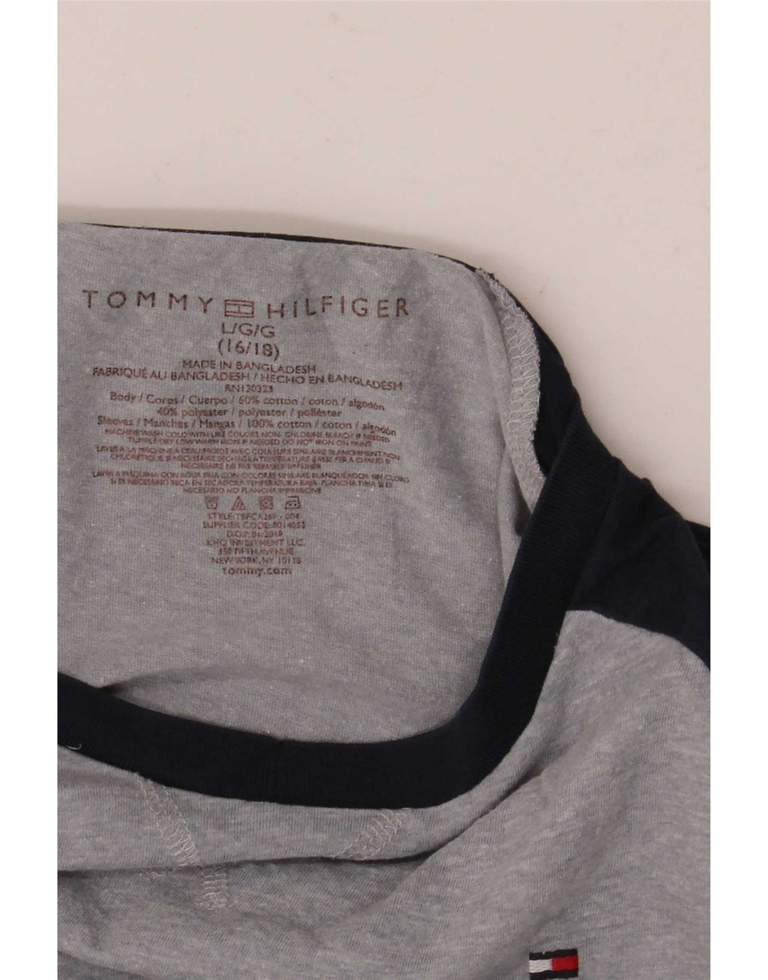 Tommy Hilfiger Boys Top Langærmet 15-16 År Stor Grå Colourblock
