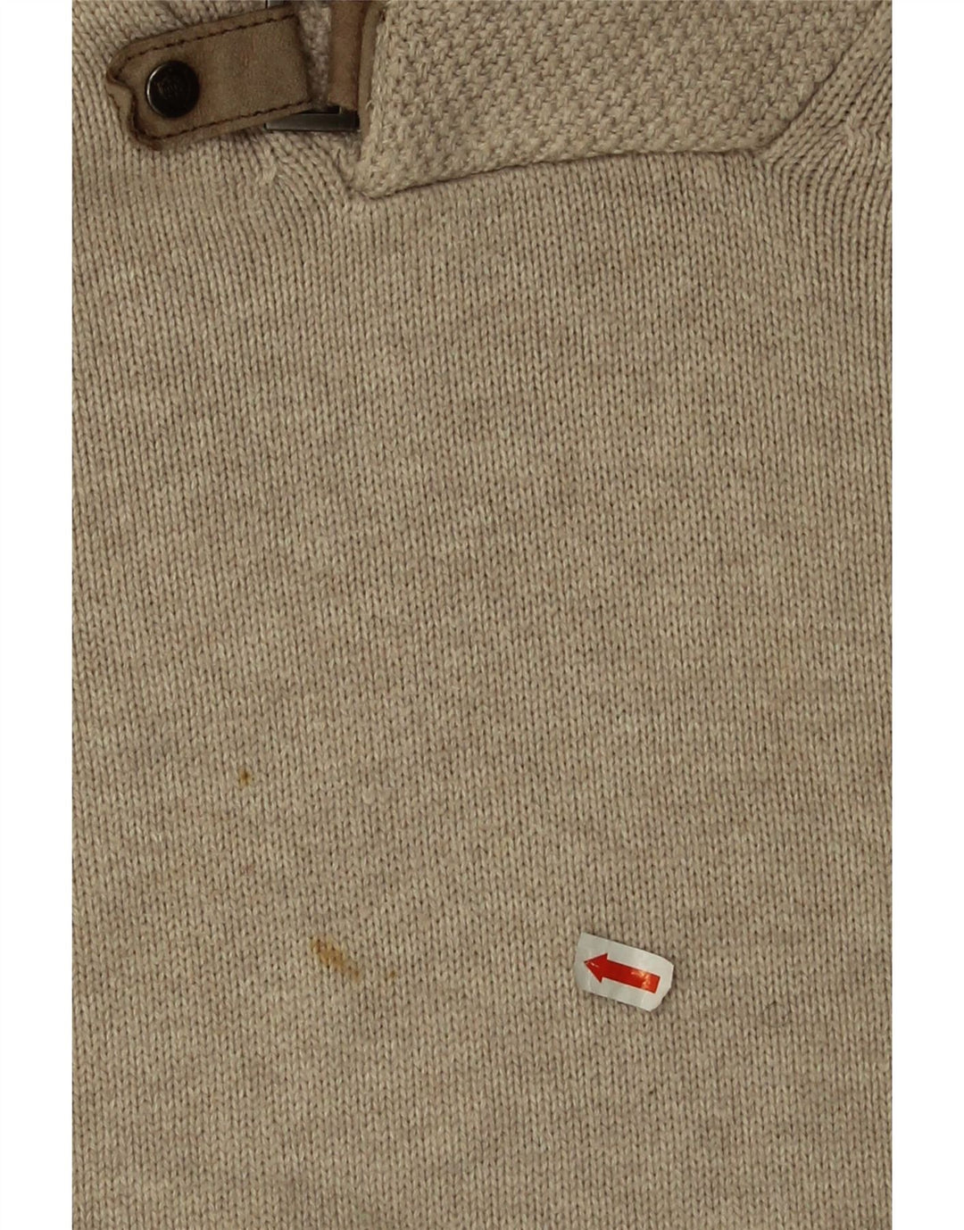 Massimo Dutti Herre Shawl Neck Jumper Sweater Stor Beige Bomuld