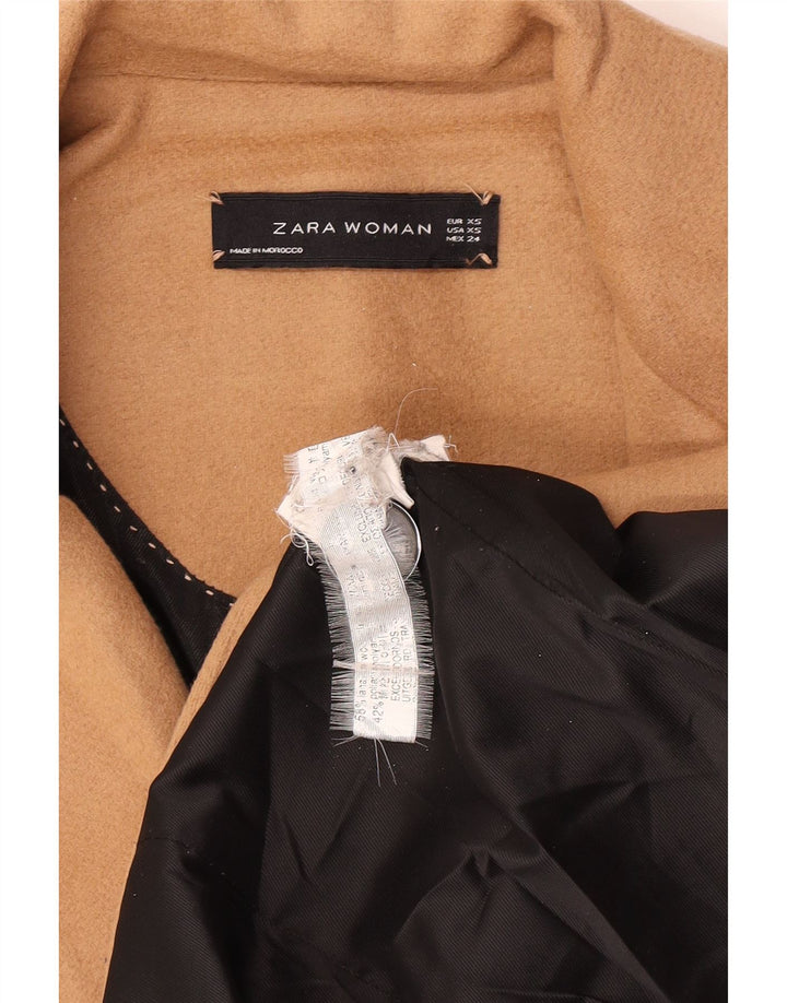 Zara Dame Overfrakke UK 6 XS Beige Uld