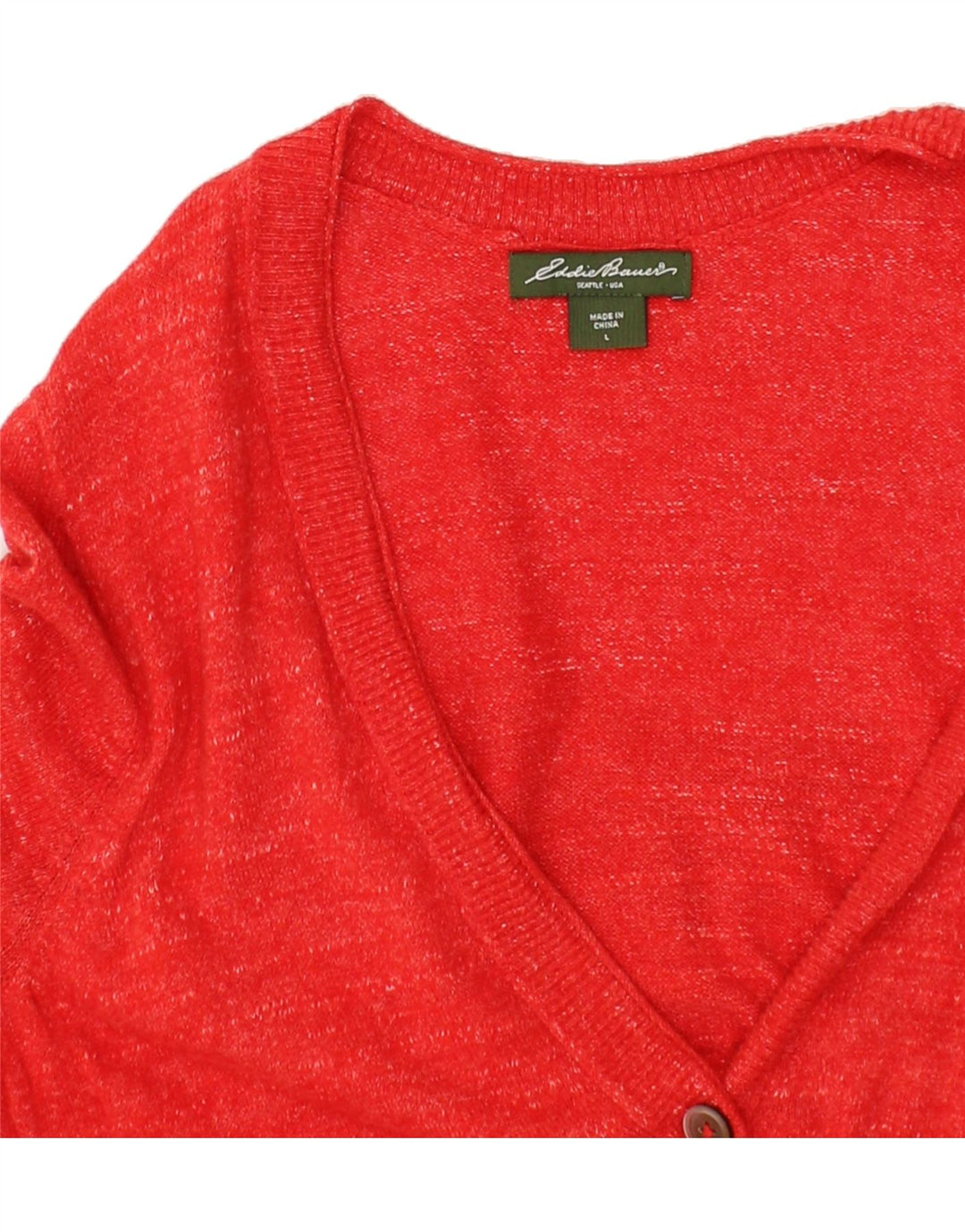 EDDIE BAUER Womens Cardigan Sweater UK 16 Large Red Cotton Vintage Eddie Bauer and Second-Hand Eddie Bauer from Messina Hembry 