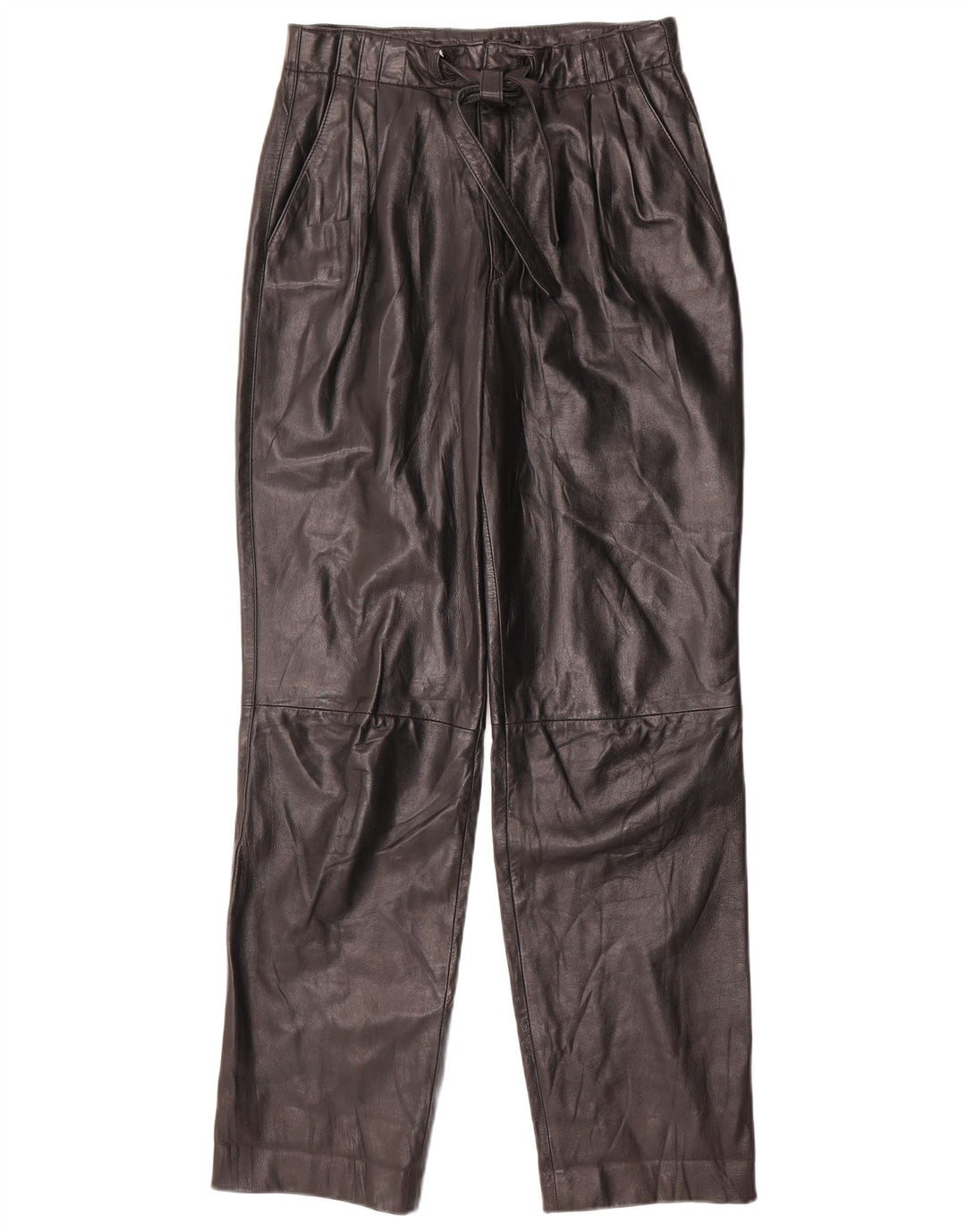 Vintage kvinders højtaljede læderbukser W26 L31 Sort